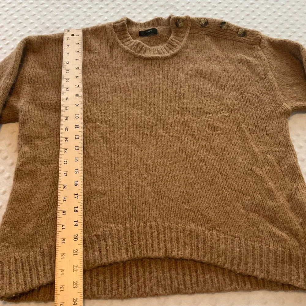 J. Crew Brown‎ Fuzzy Alpaca Wool Blend Button Shoulder Sweater Women's Large